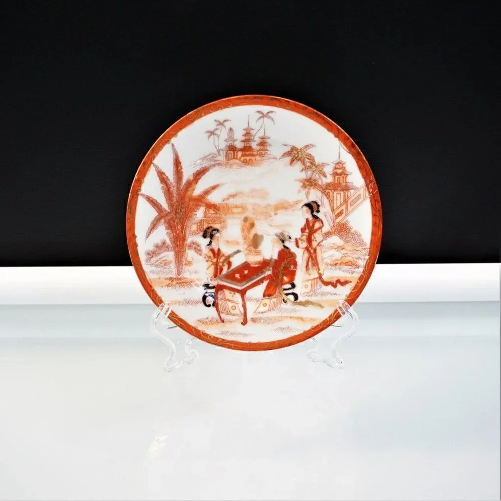 Fukagawa Porcelain Plate Vintage Japanese Tea Ceremony